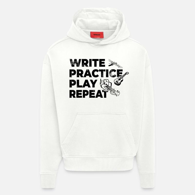 Writing, practicing, playing, repeating - Hoodie- made by SPREAD  - OFF WHITE