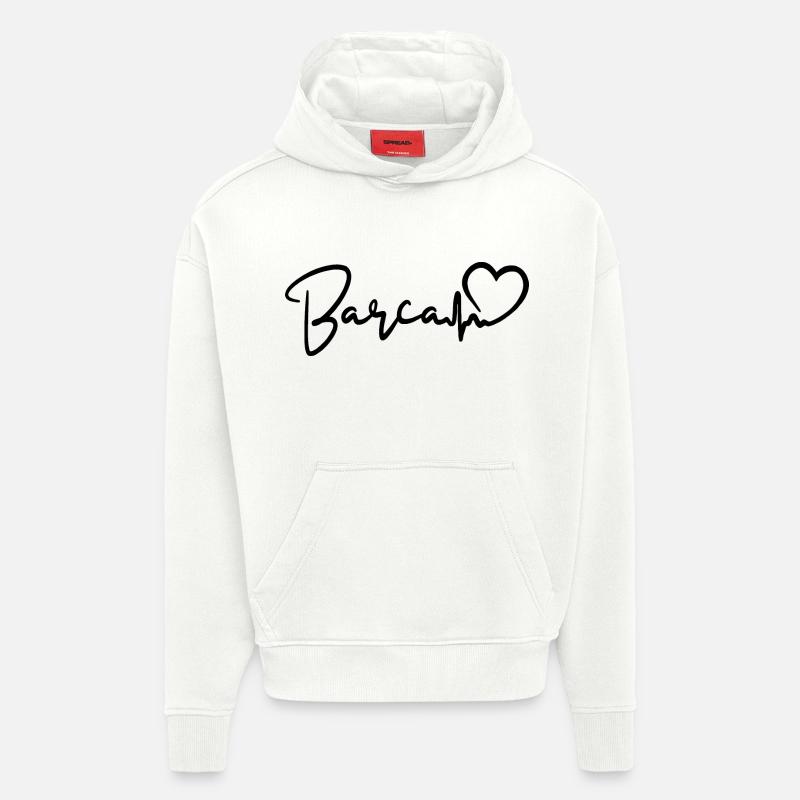 Barca Heartbeat Espagne Barcelone - Sweat à capuche bio épais oversize fabriqué en UE - OFF WHITE