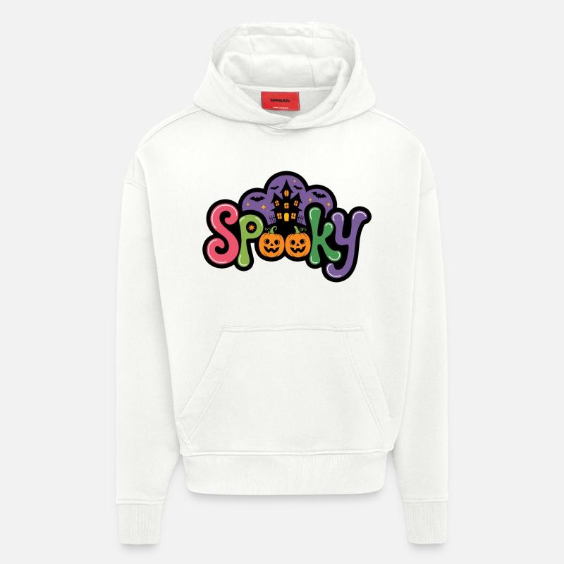 Lettrage d’Halloween effrayant - Sweat à capuche bio épais oversize fabriqué en UE - OFF WHITE