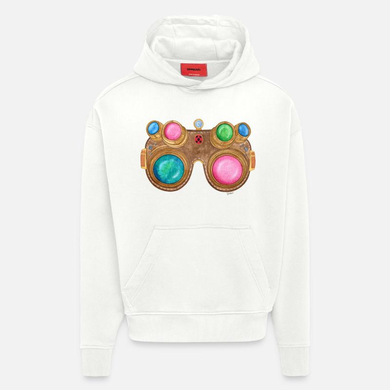 Rainbow Steampunk Glasses - Hoodie- made by SPREAD  - OFF WHITE