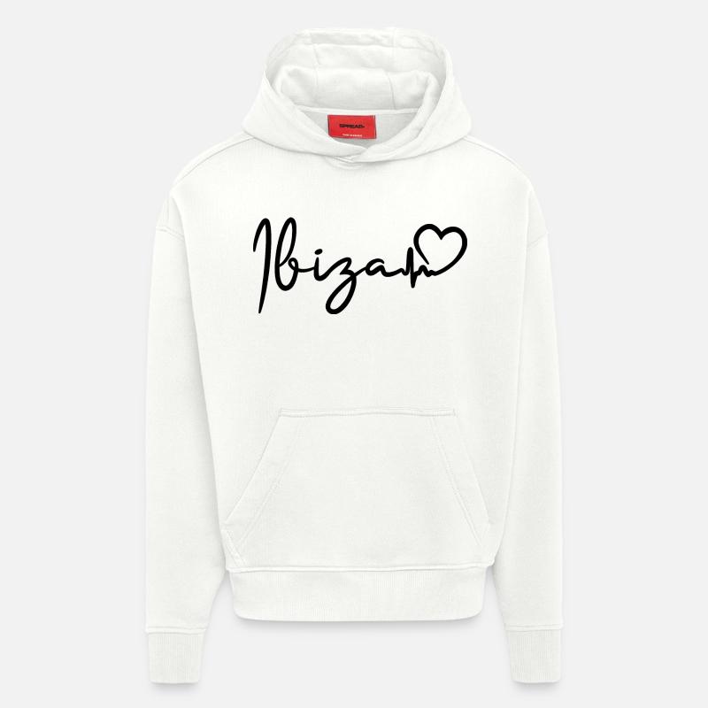 Battement de cœur d’Ibiza - Sweat à capuche bio épais oversize fabriqué en UE - OFF WHITE
