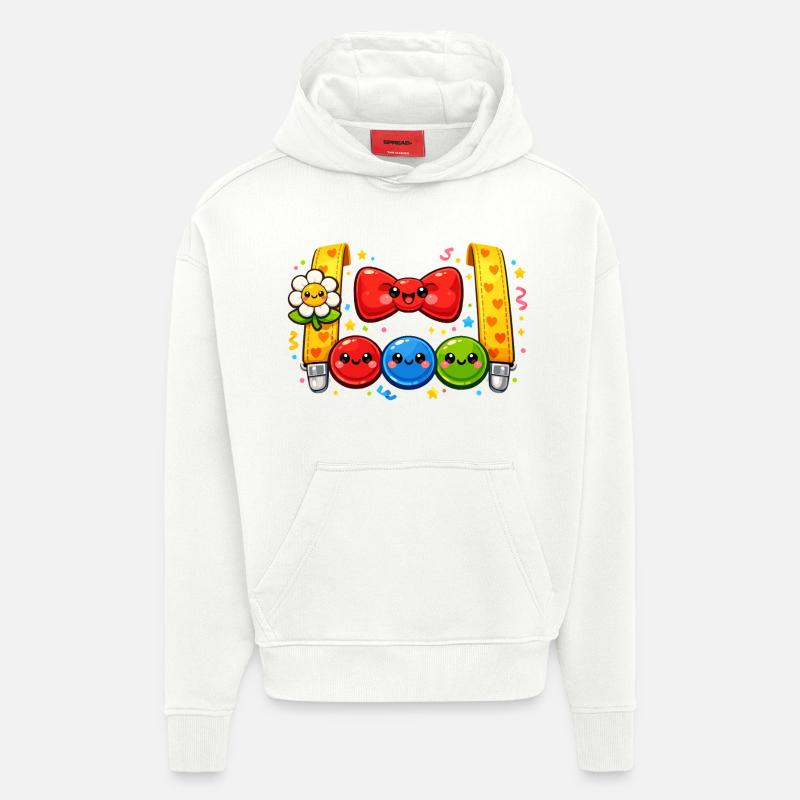 Costume de clown Carnaval Cadeau - Sweat à capuche bio épais oversize fabriqué en UE - OFF WHITE