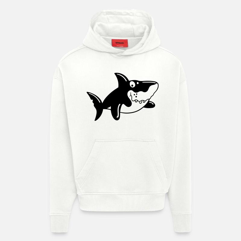 Requin comique - Sweat à capuche bio épais oversize fabriqué en UE - OFF WHITE