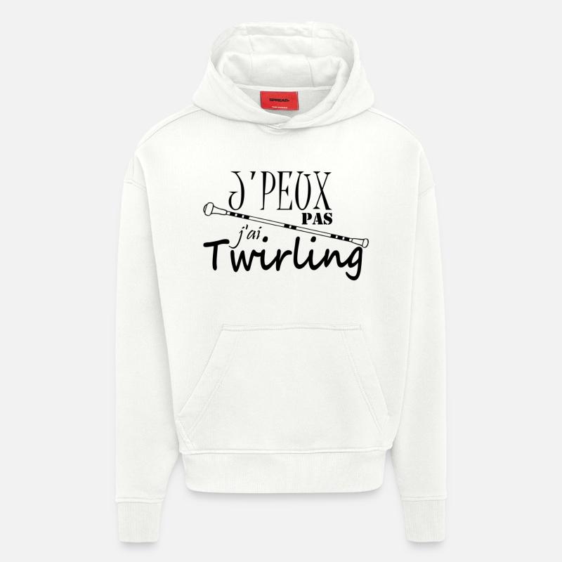 J'peux pas j'ai Twirling - Sweat à capuche bio épais oversize fabriqué en UE - OFF WHITE