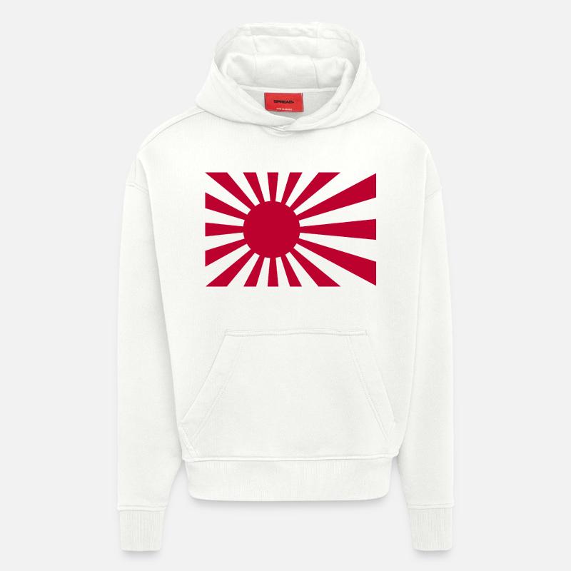 Drapeau du Soleil Levant - Sweat à capuche bio épais oversize fabriqué en UE - OFF WHITE