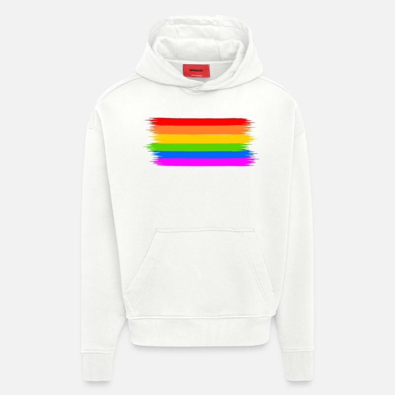 Regenbogen Regenbogenfahne - Hoodie- made by SPREAD  - OFF WHITE