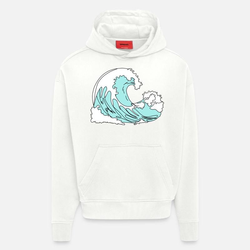 Vague Style Bande Dessinée Rétro - Sweat à capuche bio épais oversize fabriqué en UE - OFF WHITE