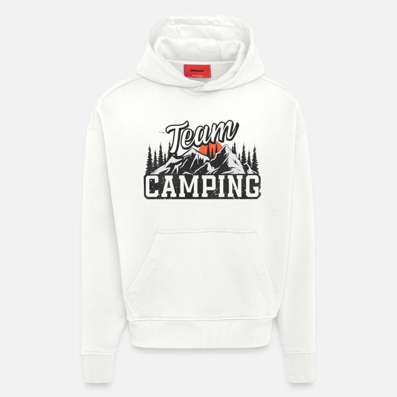Équipe Camping - Sweat à capuche bio épais oversize fabriqué en UE - OFF WHITE