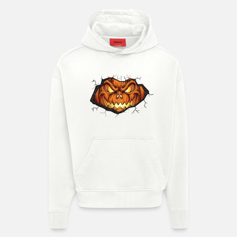 Citrouille féroce aux dents pointues - Sweat à capuche bio épais oversize fabriqué en UE - OFF WHITE