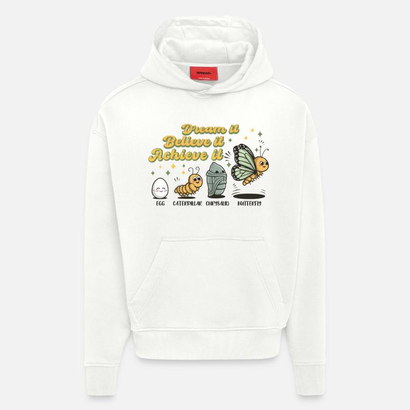 Chenille Butterfly School Evolution Gift - Hoodie- made by SPREAD  - OFF WHITE