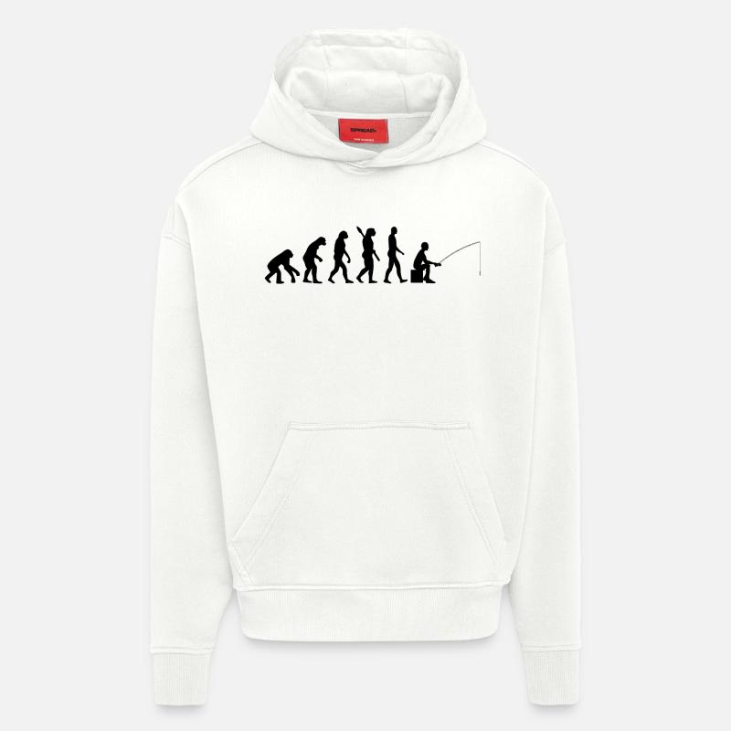 Poisson pêche évolution b - Sweat à capuche bio épais oversize fabriqué en UE - OFF WHITE