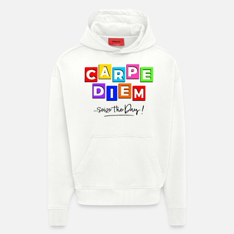 Carpediem style comics - Sweat à capuche bio épais oversize fabriqué en UE - OFF WHITE
