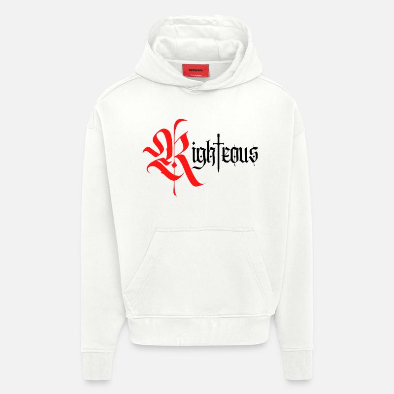 Conception gothique vertueuse avec épée - Sweat à capuche bio épais oversize fabriqué en UE - OFF WHITE