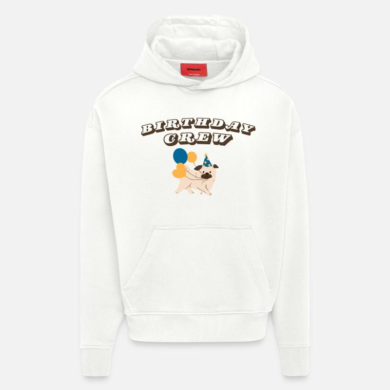 Équipe d’anniversaire - Sweat à capuche bio épais oversize fabriqué en UE - OFF WHITE