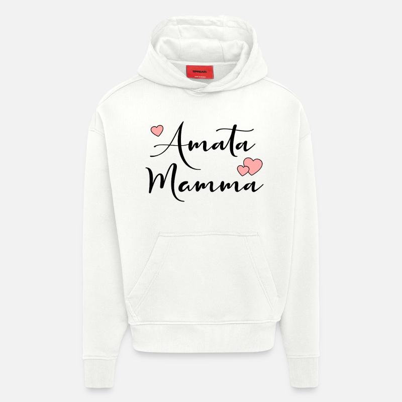 Italie Maman bien-aimée - Sweat à capuche bio épais oversize fabriqué en UE - OFF WHITE
