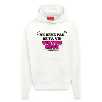 Message Inspirant Visuel florale rose - Sweat à capuche bio épais oversize fabriqué en UE - OFF WHITE - Devant