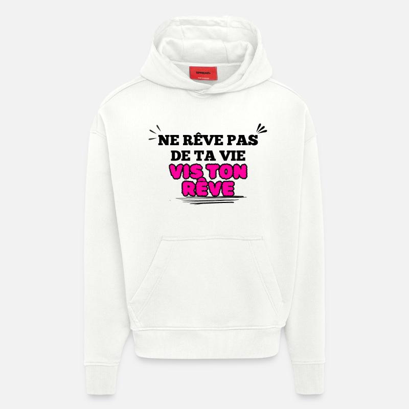Message Inspirant Visuel florale rose - Sweat à capuche bio épais oversize fabriqué en UE - OFF WHITE