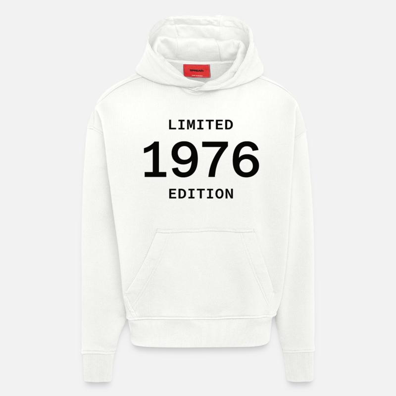 Édition limitée minimale anniversaire 1976 - Sweat à capuche bio épais oversize fabriqué en UE - OFF WHITE