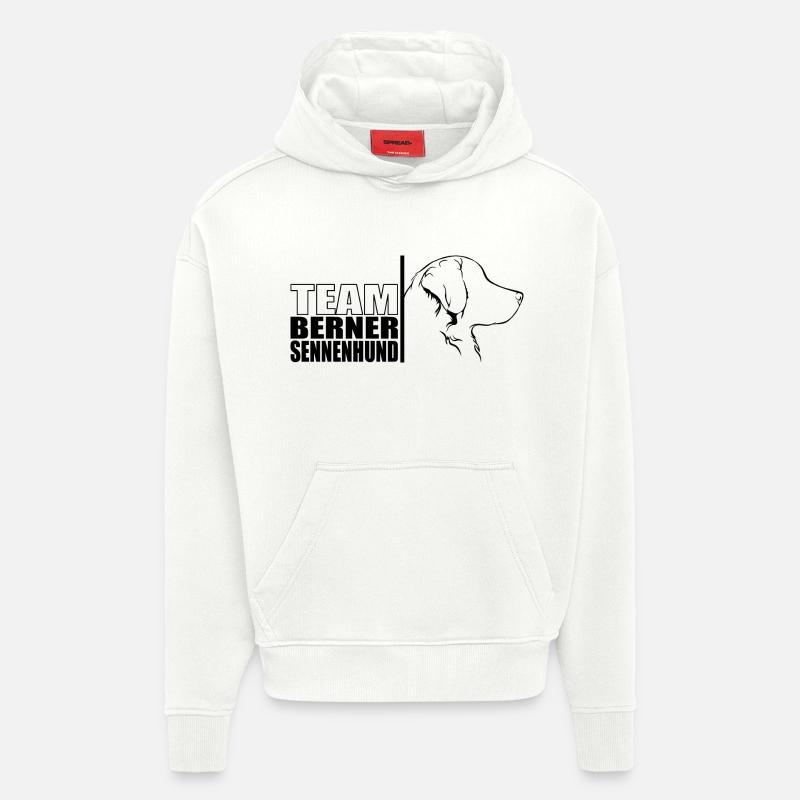 ÉQUIPE Bouvier Bernois Chien Wilsigns - Sweat à capuche bio épais oversize fabriqué en UE - OFF WHITE
