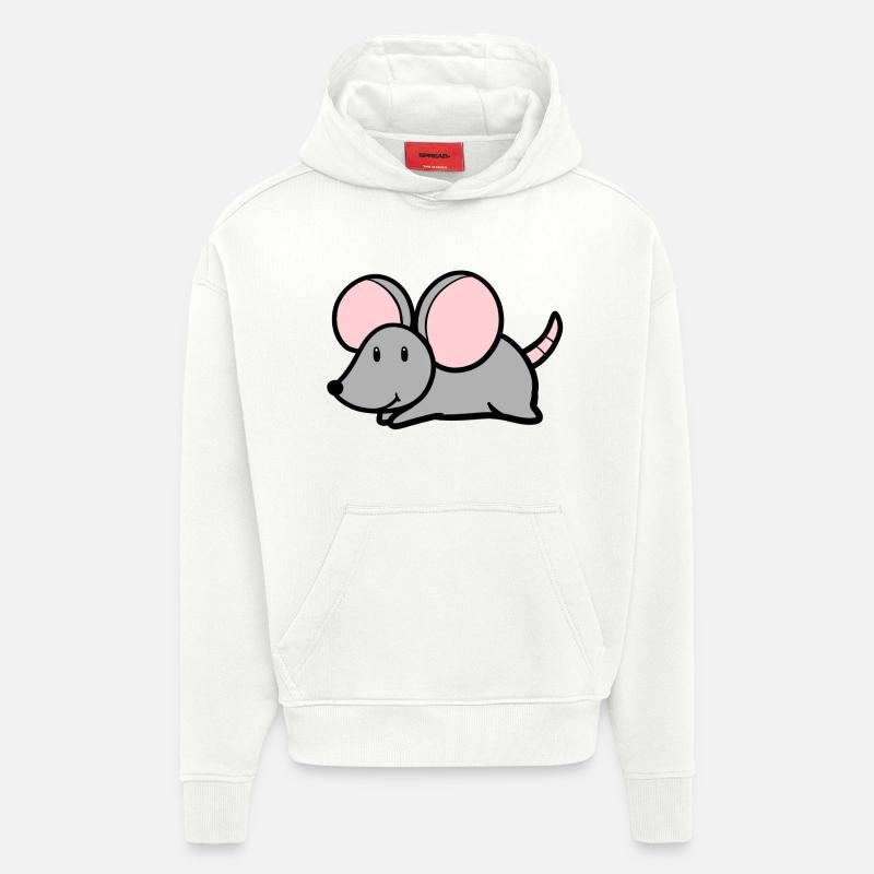 Souris mignonne - Sweat à capuche bio épais oversize fabriqué en UE - OFF WHITE