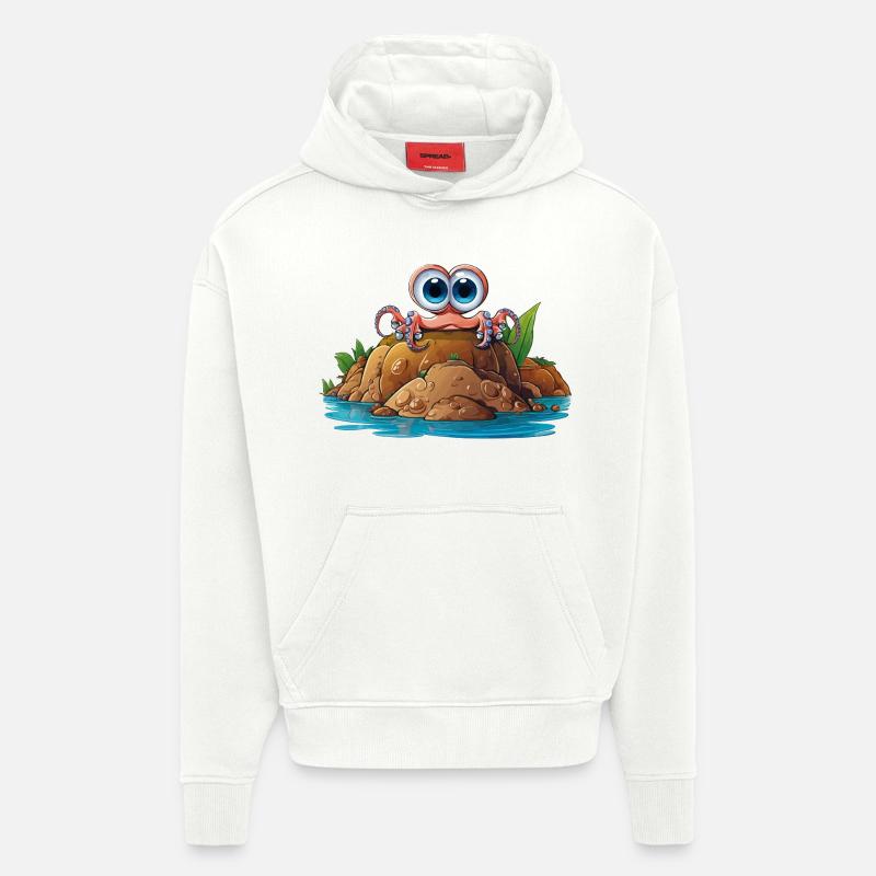 Pebble crab with googly eyes - Hoodie- made by SPREAD - OFF WHITE