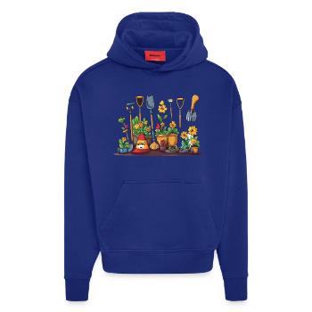 Scène des fleurs d’outils de jardin - Sweat à capuche bio épais oversize fabriqué en UE - OFF WHITE - Devant