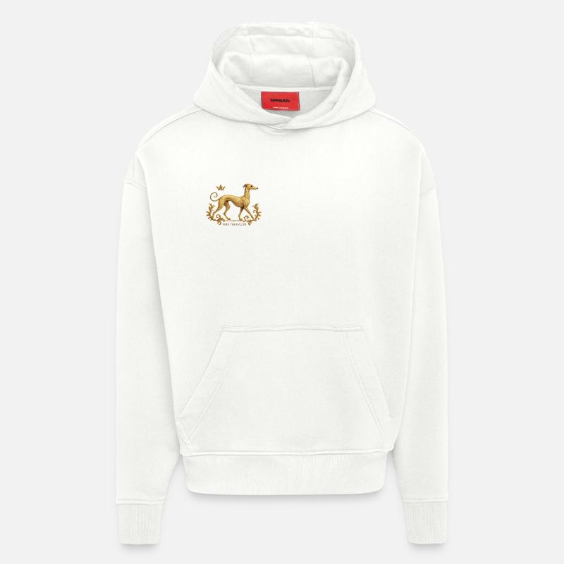 Libérez le Galgo - Broderie n°01 - Sweat à capuche bio épais oversize fabriqué en UE - OFF WHITE
