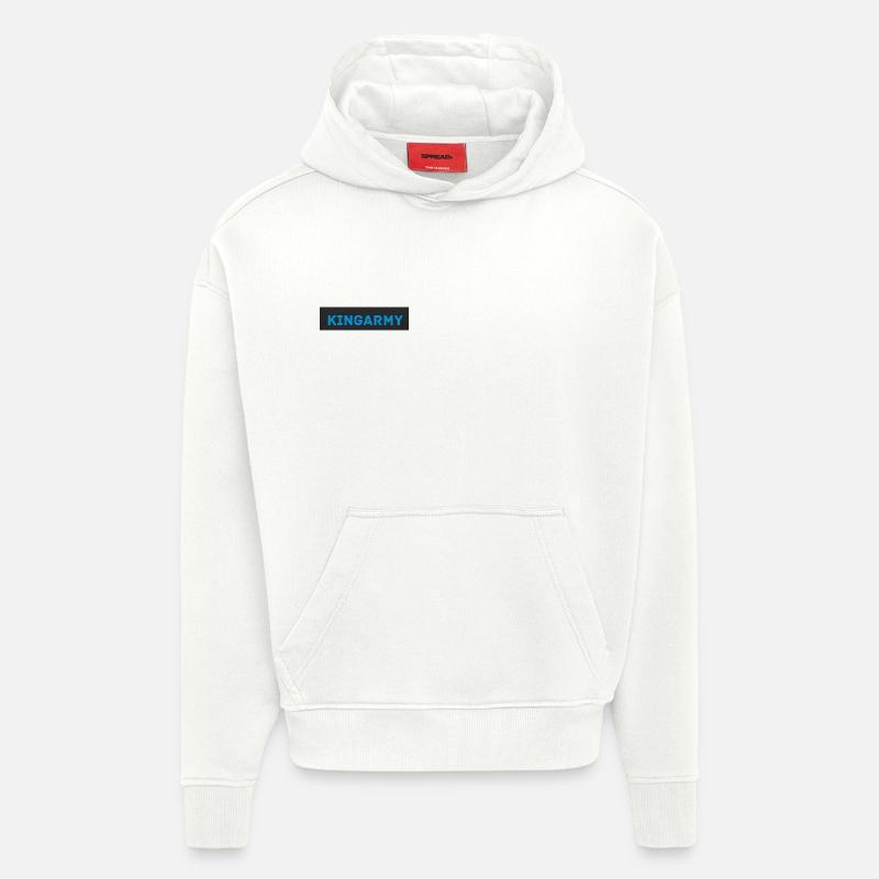 KINGARMY Bleu Militaire - Sweat à capuche bio épais oversize fabriqué en UE - OFF WHITE