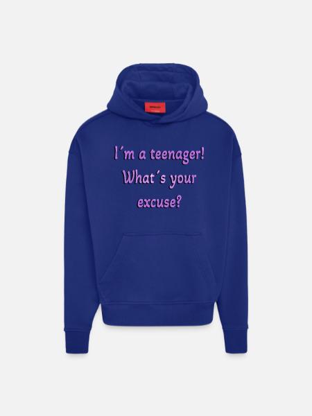 Teenager, Hvad er din undskyldning, teenagere er teenagere - Heavyweight oversized organic hoodie made in EU - OFF WHITE