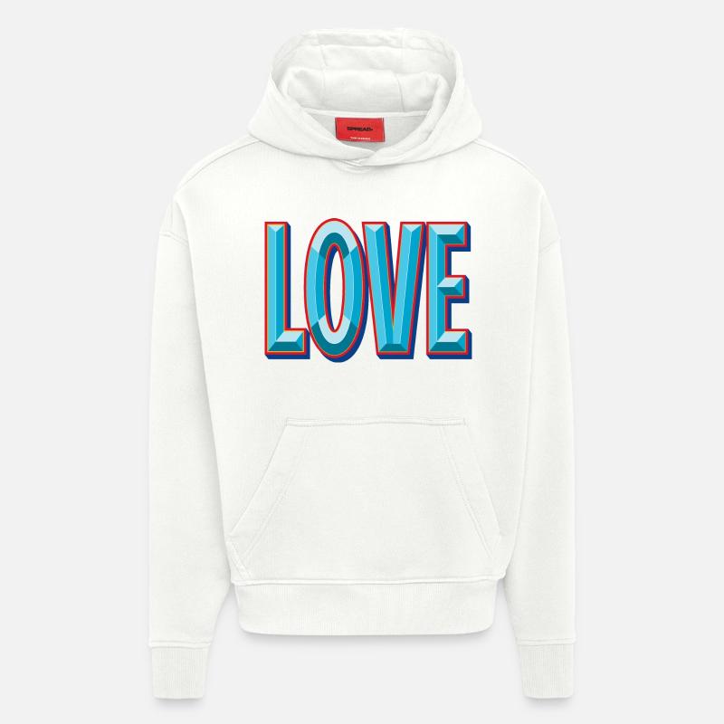 Découpe 3D LOVE - Sweat à capuche bio épais oversize fabriqué en UE - OFF WHITE