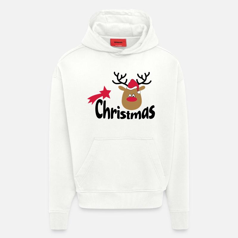 Noël - Sweat à capuche bio épais oversize fabriqué en UE - OFF WHITE