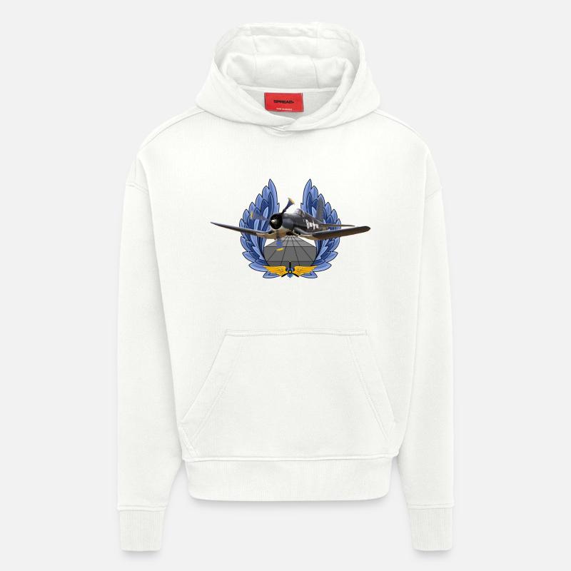 F4U Corsair - Sweat à capuche bio épais oversize fabriqué en UE - OFF WHITE
