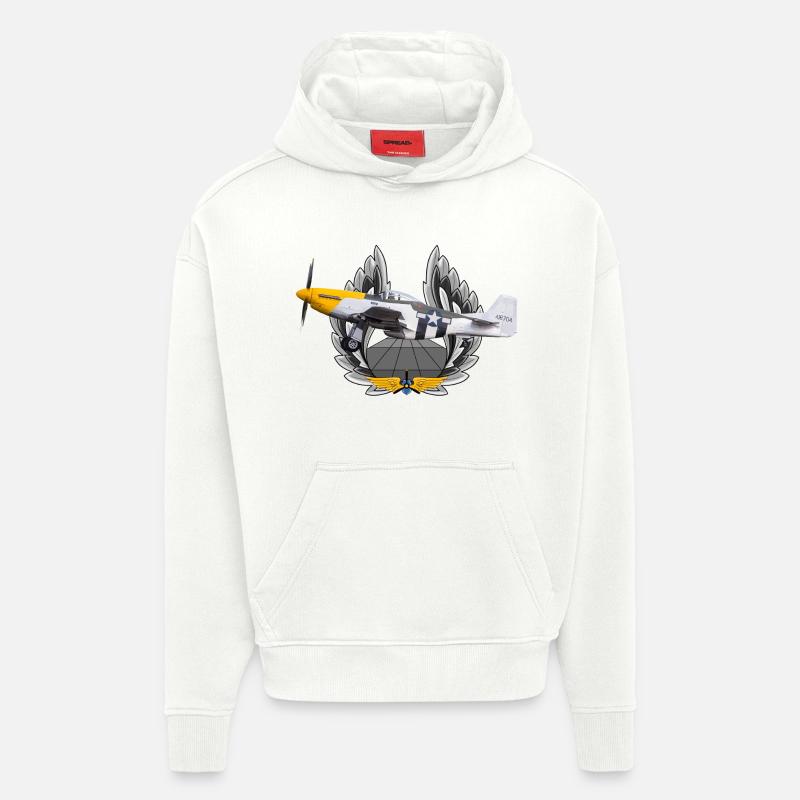 P-51 - Sweat à capuche bio épais oversize fabriqué en UE - OFF WHITE