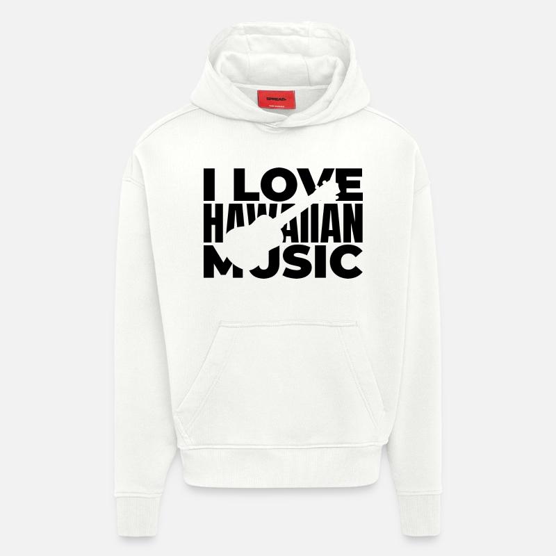J’adore la musique hawaïenne - Sweat à capuche bio épais oversize fabriqué en UE - OFF WHITE