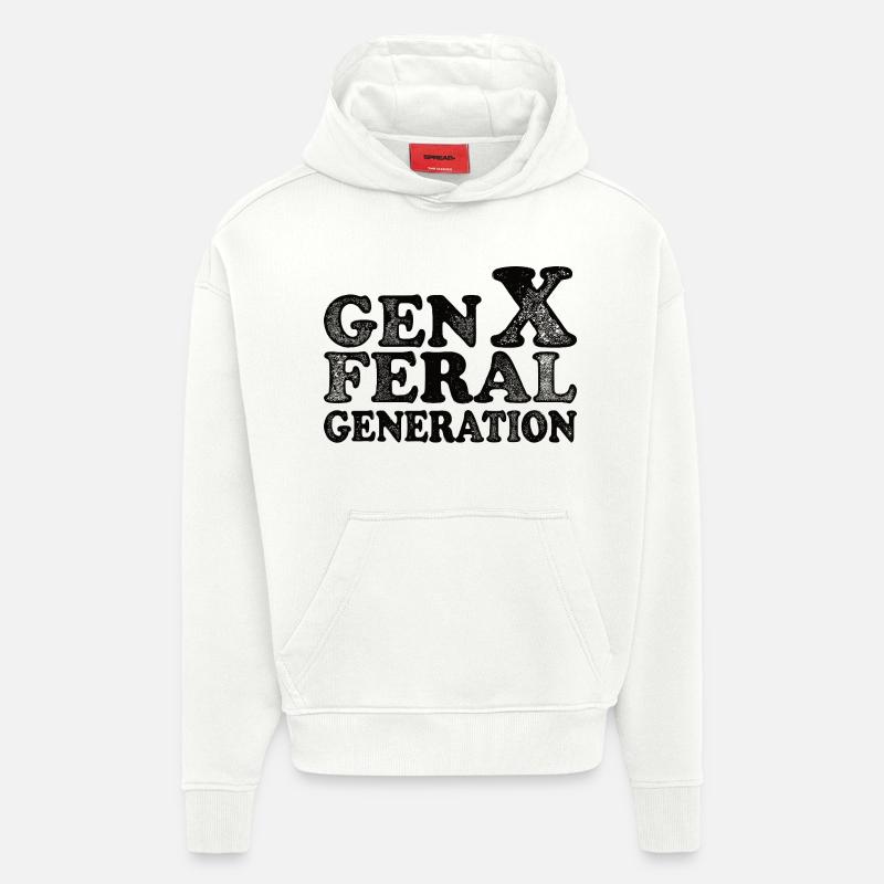 Génération Féroce Vintage Génération X - Sweat à capuche bio épais oversize fabriqué en UE - OFF WHITE