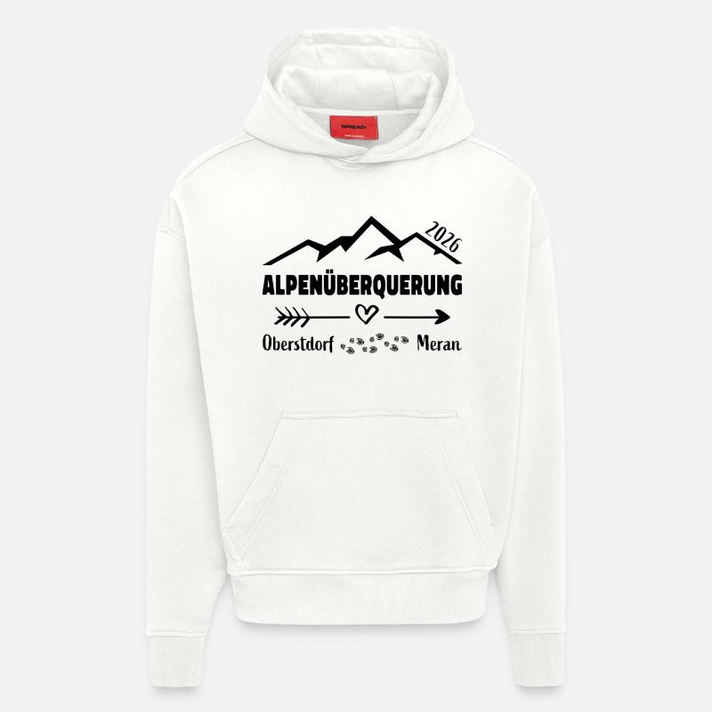Alpenüberquerung E5 2026 Oberstdorf Meran - Hoodie- made by SPREAD  - OFF WHITE