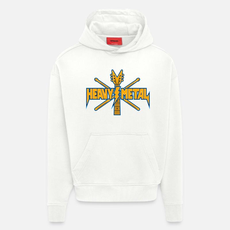 Guitare Heavy Metal Crest - Sweat à capuche bio épais oversize fabriqué en UE - OFF WHITE