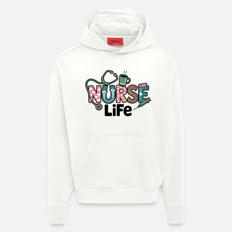 Cadeau pour Nurse Life : Cadeau - Sweat à capuche bio épais oversize fabriqué en UE - OFF WHITE