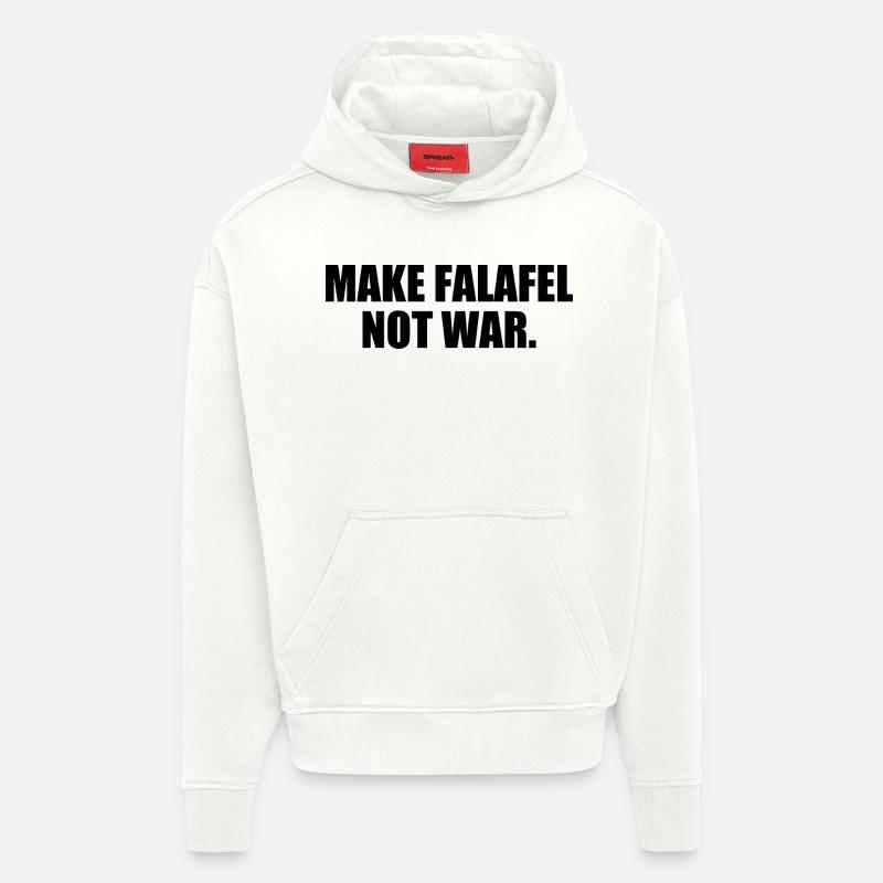 Make falafel not war - Sweat à capuche bio épais oversize fabriqué en UE - OFF WHITE