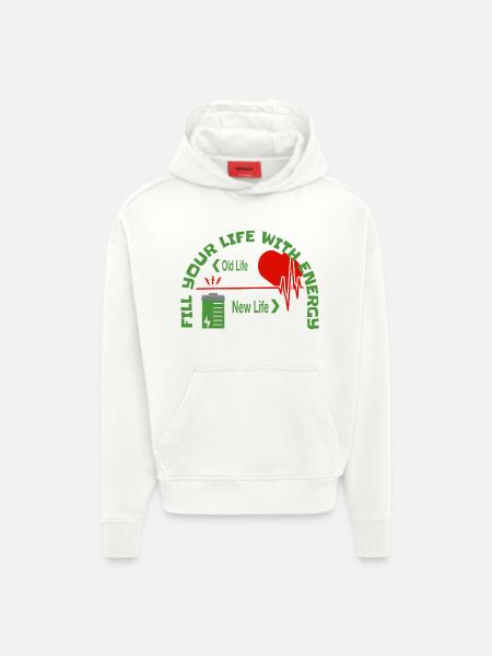 Fill your life with energy - Hoodie- made by SPREAD - OFF WHITE