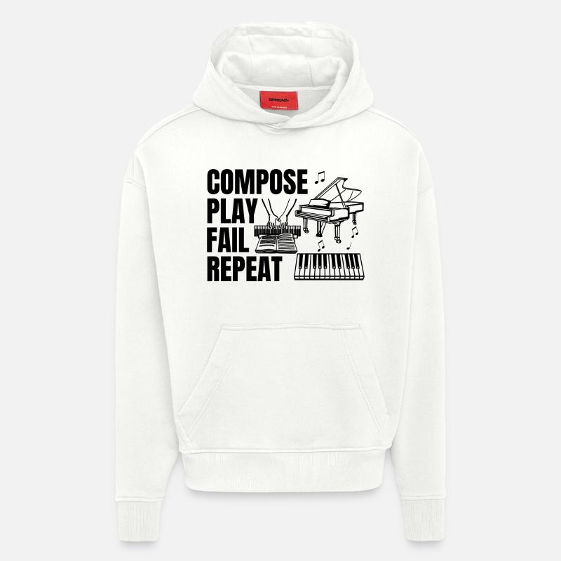 Routine quotidienne du pianiste - Sweat à capuche bio épais oversize fabriqué en UE - OFF WHITE