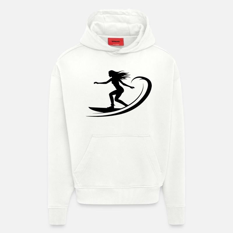 Surfen Mädchen Zeichnung - Hoodie- made by SPREAD  - OFF WHITE