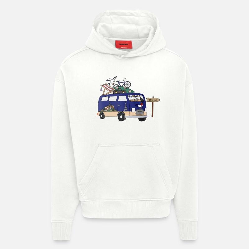 Tour de Camping Camper Frankreich - Hoodie- made by SPREAD  - OFF WHITE
