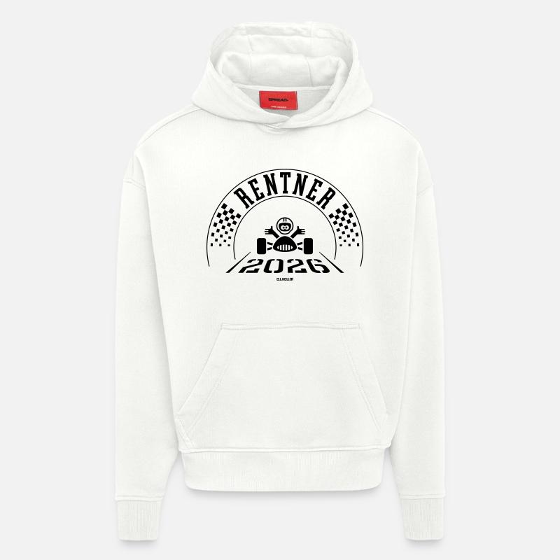 Retraités 2026 (Retraite, retraite, fin / B) - Sweat à capuche bio épais oversize fabriqué en UE - OFF WHITE