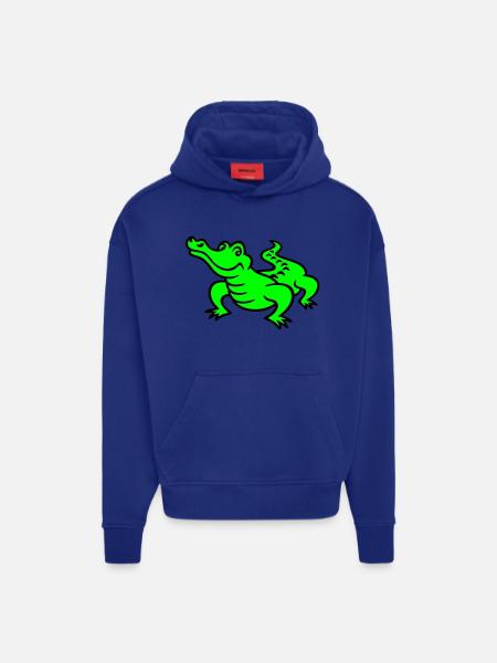 crocodile (a) - Sweat à capuche bio épais oversize fabriqué en UE - OFF WHITE