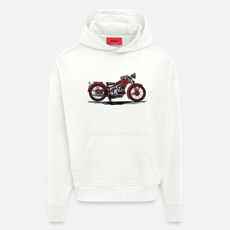 Retro motorcycle - Sweat à capuche bio épais oversize fabriqué en UE - OFF WHITE