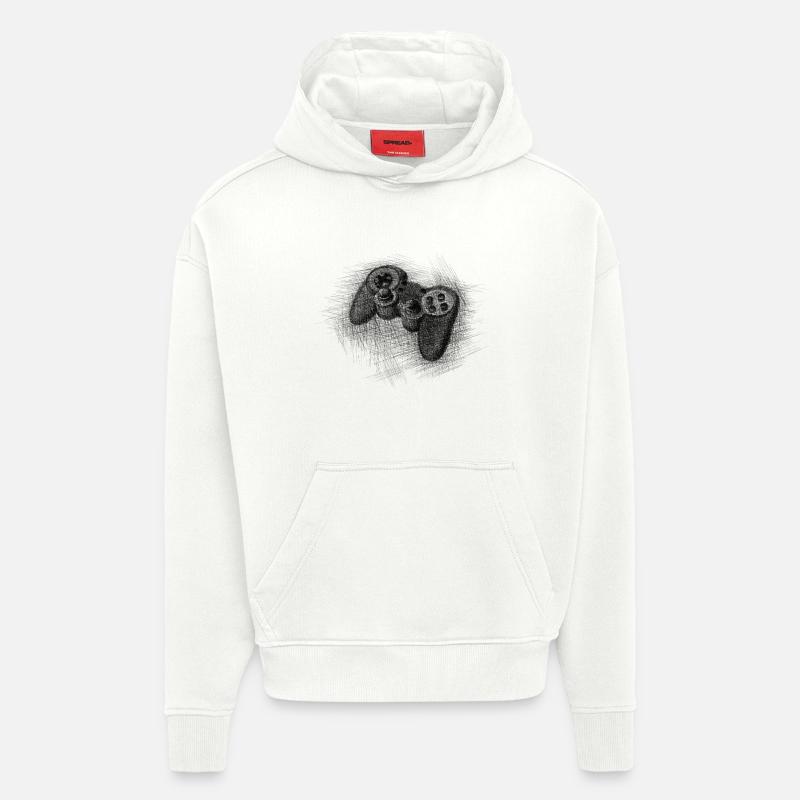 Gamepad - Sweat à capuche bio épais oversize fabriqué en UE - OFF WHITE