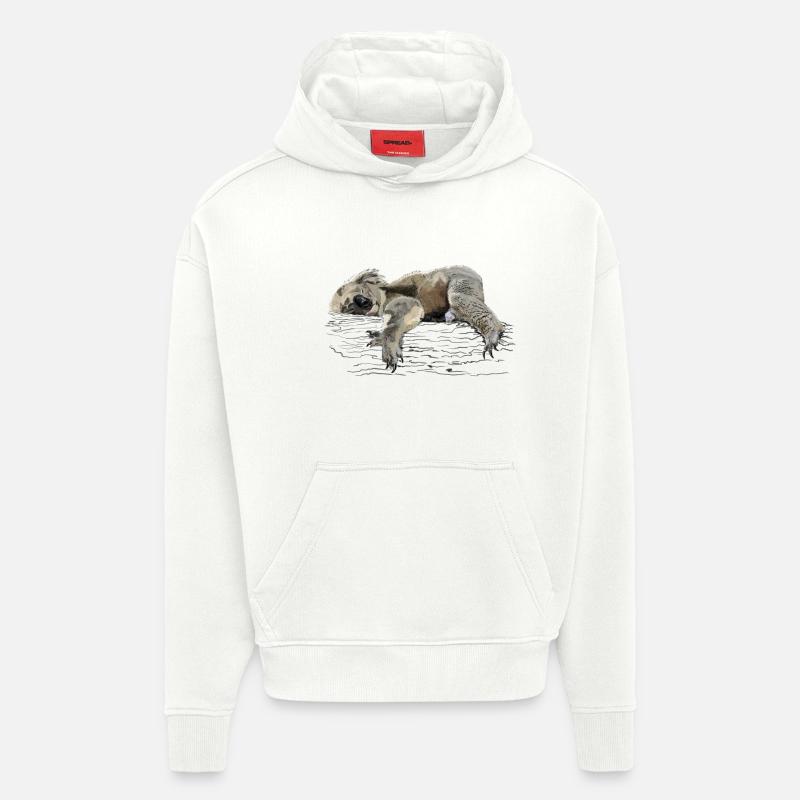 koala bear - Sweat à capuche bio épais oversize fabriqué en UE - OFF WHITE