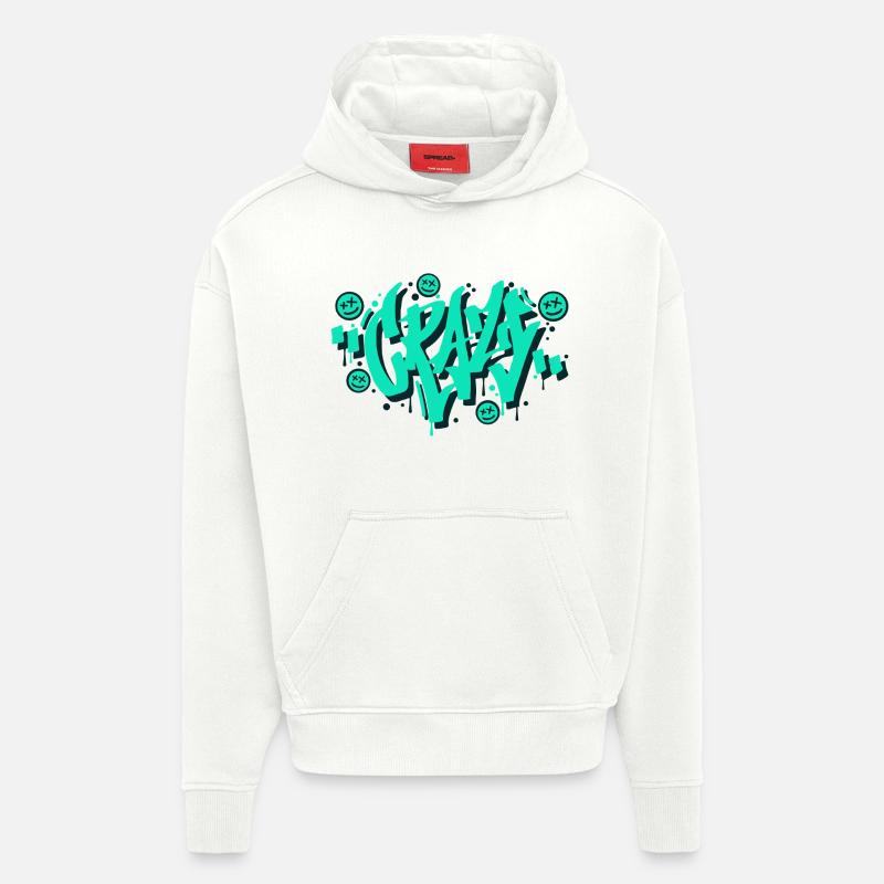 Conception de lettres graffiti folles - Sweat à capuche bio épais oversize fabriqué en UE - OFF WHITE
