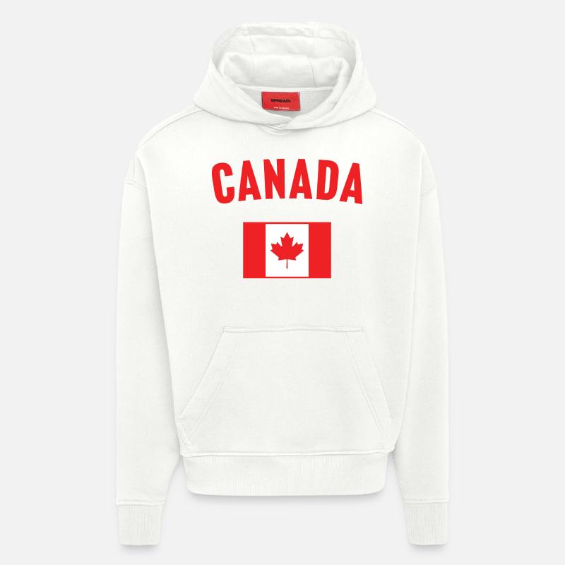 Drapeau du Canada - Sweat à capuche bio épais oversize fabriqué en UE - OFF WHITE